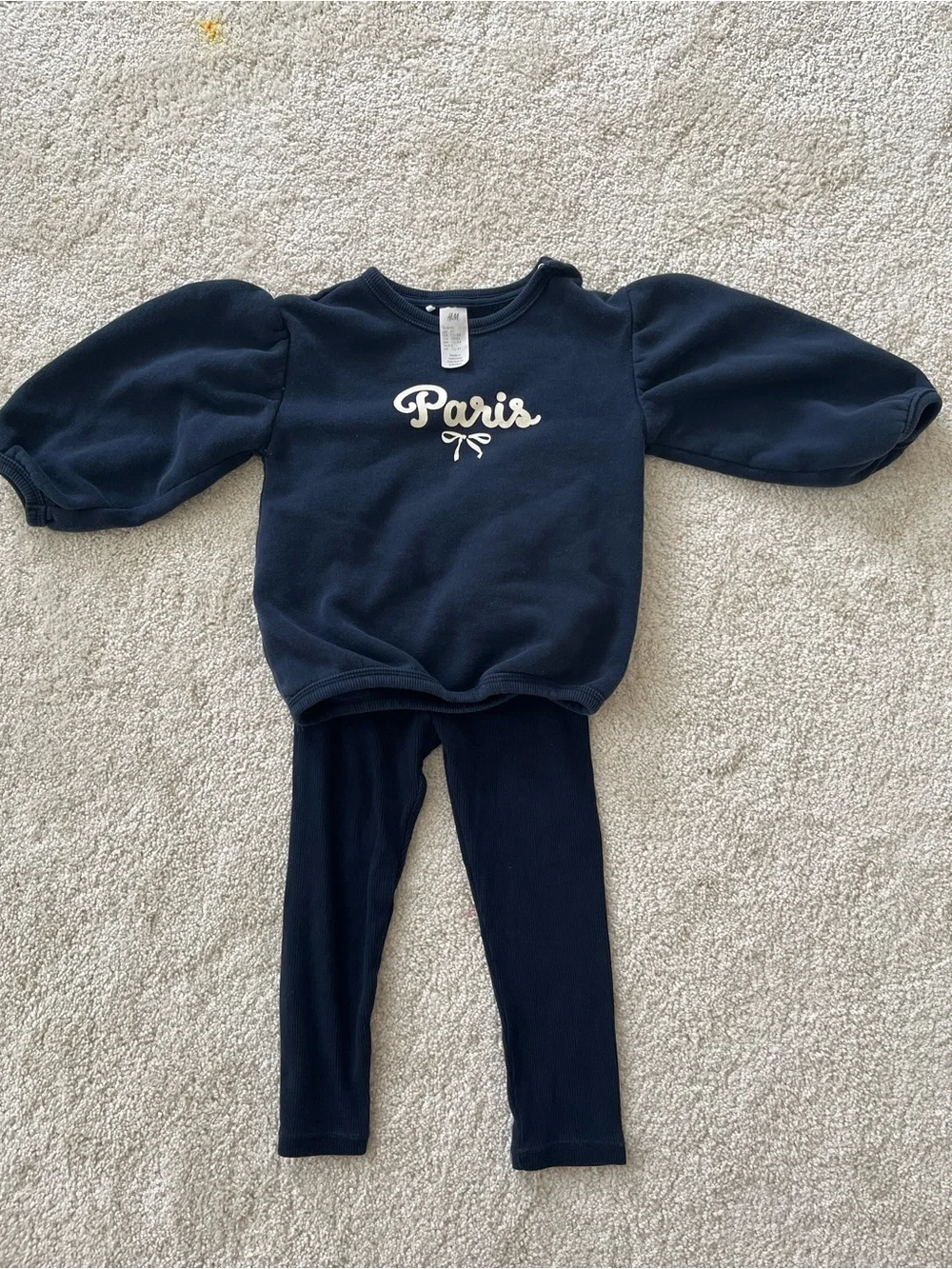 H&M toddler Navy Paris Sweatshirt set 2T